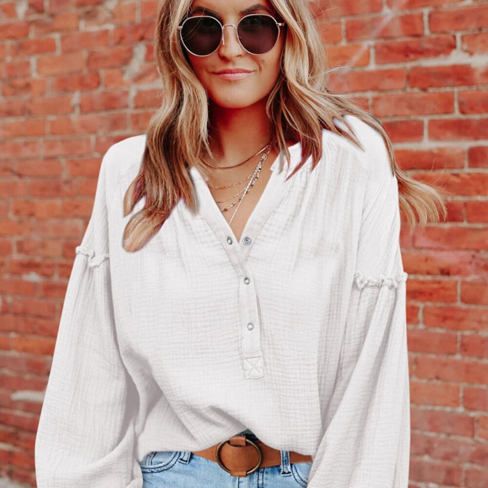 Solid Color Long Sleeve Top Casual Loose Women's Bottoming Shirt